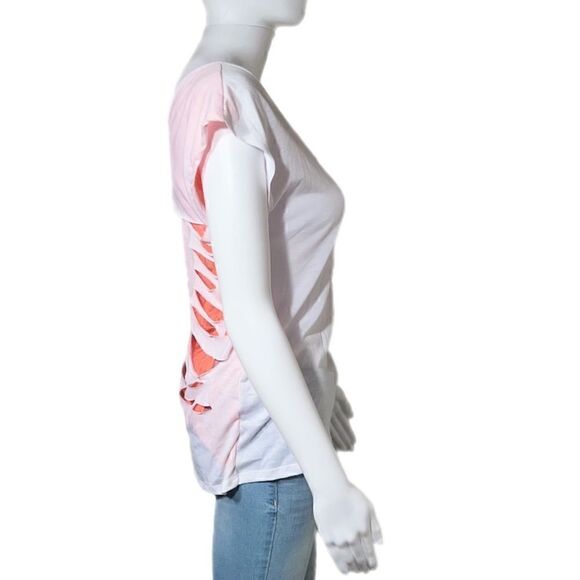 Nollie Lace Contrast Destructed Knit Tee NWT - Picture 3 of 9